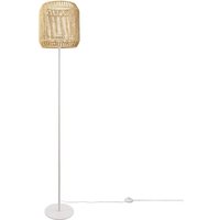 Stehlampe Modern Wohnzimmer Schlafzimmer Rattan Optik Boho Korb Stehleuchte E27 Einbeinig Weiß, Natur (Ø28 cm) - Paco Home von PACO HOME