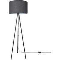 Paco Home - Stehleuchte Wohnzimmer Schlafzimmer Dreibein Stofflampenschirm Stehlampe E27 Uni Schwarz (Ø45.5 cm), Stehleuchte-Schwarz - Typ 2 von PACO HOME