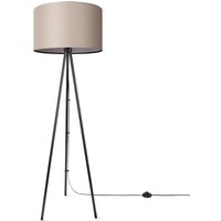 Stehleuchte Wohnzimmer Schlafzimmer Dreibein Stofflampenschirm Stehlampe E27 Uni Stehleuchte-Schwarz - Typ 2, Beige (Ø45.5 cm) - Paco Home von PACO HOME