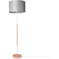 Stehleuchte Wohnzimmer Stoffschirm Tischlampe Textil Schirm E27 Nachtlicht Grau (Ø45.5 cm), Stehleuchte-Weiß - Typ 3 - Paco Home von PACO HOME