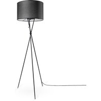 Stehleuchte Wohnzimmer Stoffschirm Tischlampe Textil Schirm E27 Nachtlicht Schwarz (Ø45.5 cm), Stehleuchte-Schwarz - Typ 1 - Paco Home von PACO HOME