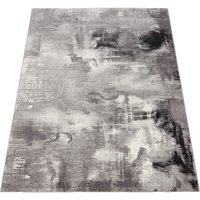 Teppich Modern Designer Teppich Leinwand Optik Grau Schwarz Weiss Meliert 160x230 cm - Paco Home von PACO HOME