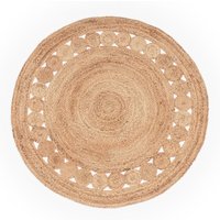 Paco Home - Teppich Rund Wohnzimmer Jute Boho Ethno Muster Modern Handgefertigt Naturteppich 200 cm Rund, Natur von PACO HOME