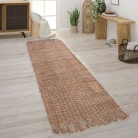 Teppich Wohnzimmer Naturfaser Jute Handgearbeitet Abstraktes Modernes Muster 60x100 cm, Natur 3 - Paco Home von PACO HOME