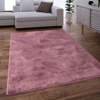 Paco Home - Teppich Wohnzimmer Kunstfell Shaggy Hochflor In Waschmaschine Uni Rosa 80x150 cm von PACO HOME