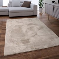Paco Home - Teppich Wohnzimmer Kunstfell Shaggy Hochflor Waschbar In Waschmaschine Soft Uni Beige 140x200 cm von PACO HOME