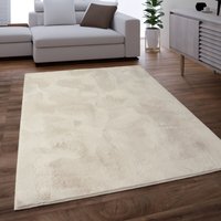 Paco Home - Teppich Wohnzimmer Kunstfell Shaggy Hochflor Waschbar In Waschmaschine Soft Uni Creme 140x200 cm von PACO HOME