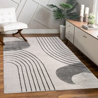 Teppich Wohnzimmer Kurzflor Blätter Floral Regenbogen Geometrisch 240x340 cm, Grau 4 - Paco Home von PACO HOME
