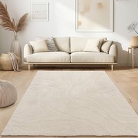 Teppich Wohnzimmer Kurzflor Skandi Japandi Boho Abstraktes Muster 3D Uni Creme 240x330 cm - Paco Home Teppich Wohnzimmer Kurzflor Skandi Japandi Boho Abstraktes Muster 3D Uni Creme 240x330 cm - Paco Home von PACO HOME