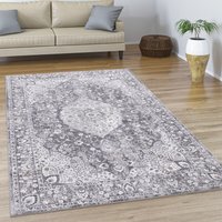 Paco Home - Teppich Wohnzimmer Kurzflor Vintage Abstrakt Orientalisch Modern Bordüre 160x230 cm, Grau von PACO HOME