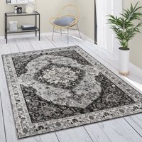 Paco Home - Teppich Wohnzimmer Kurzflor Vintage Orient Muster Ornamente Bordüre Schwarz Grau 120x160 cm von PACO HOME