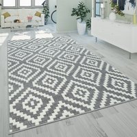 Paco Home - Teppich Wohnzimmer Kurzflor Weich Ethno Boho Muster Modern Grau Weiß 60x100 cm von PACO HOME