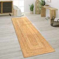 Paco Home - Teppich Wohnzimmer Naturfaser Jute Handgearbeitet Abstraktes Modernes Muster 80x150 cm, Natur 6 von PACO HOME