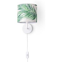 Tischlampe Schreibtischlampe Wandlampe Stoff Nachttisch E14 Blumen Jungle Deko Wandleuchte - Weiß, Design 4 (Ø18 cm) - Paco Home von PACO HOME