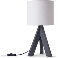 Paco Home - Tischleuchte Dreibein Nachttischlampe Stehlampe E27 Stoff Lampenschirm Uni Tischleuchte - Schwarz, Weiß (Ø17 cm) von PACO HOME