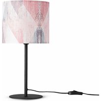Paco Home - Wandleuchte Stofflampenschirm Tischlampe Nachttischlampe E14 Vintage Retro Rund Tischleuchte - Schwarz, Design 5 (Ø18 cm) von PACO HOME