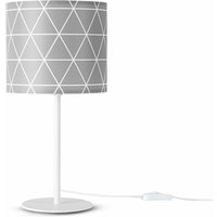 Paco Home - Wandleuchte Stofflampenschirm Tischlampe Nachttischlampe E14 Vintage Retro Rund Tischleuchte - Weiß, Design 10 (Ø18 cm) von PACO HOME