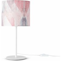 Paco Home - Wandleuchte Stofflampenschirm Tischlampe Nachttischlampe E14 Vintage Retro Rund Tischleuchte - Weiß, Design 5 (Ø18 cm) von PACO HOME