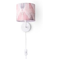 Paco Home - Wandleuchte Stofflampenschirm Tischlampe Nachttischlampe E14 Vintage Retro Rund Wandleuchte - Weiß, Design 5 (Ø18 cm) von PACO HOME