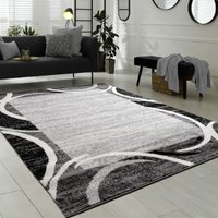 Paco Home - Wohnzimmer Teppich Designer Bordüre Meliert Grau Schwarz Creme Preishammer 240x340 cm von PACO HOME