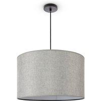 Pendellampe Wohnzimmer Deckenleuchte Stoff Lampenschirm Modern Einfarbig Rund Grau (Ø45.5 cm), Pendelleuchte-Schwarz - Typ 1 - Paco Home von PACO HOME