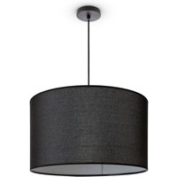 Pendellampe Wohnzimmer Deckenleuchte Stoff Lampenschirm Modern Einfarbig Rund Schwarz (Ø45.5 cm), Pendelleuchte-Schwarz - Typ 1 - Paco Home von PACO HOME