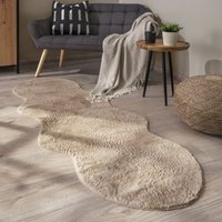 Pacohome - Paco Home Teppich Wohnzimmer Kurzflor Weich Einfarbig Kunstfell Fellform Rutschfest Beige 70x200 cm Fell-form von PACOHOME