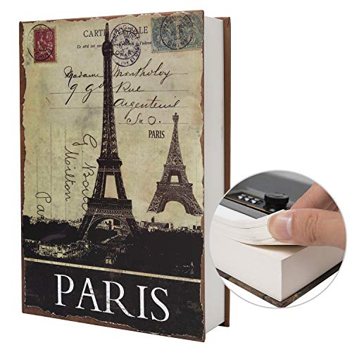 Wörterbuchsafe Buchtresor Buchtresor aus echtem Papier mit Codeschloss/Schlüssel (M-Format mit Zahlenkombination, Paris) von PACOLO