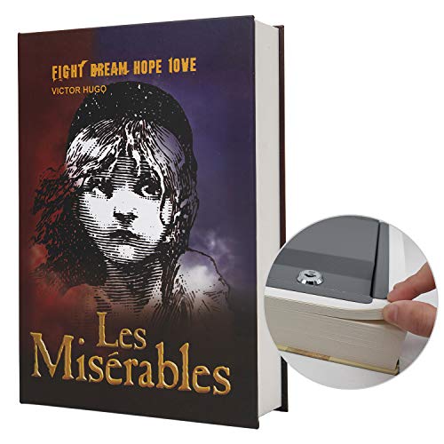 Echtes Papiertransferbuch sicher für Schmuck, Geld und Bargeld, hohl mit verstecktem Fach, Schlüssel und Zahlenschloss (SCHLÜSSEL, Les Miserables) von PACOLO