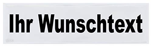 Reflexschild Rückenschild glänzend reflektierend Mikroprismen mit Wunschtext individuell wie RETTUNGSDIENST FEUERWEHR NOTARZT in verschiedenen Farben und Größen (28x8cm, weiß/silber) von PACOTEX