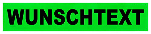 Reflexschild Rückenschild glänzend reflektierend Mikroprismen mit Wunschtext individuell wie RETTUNGSDIENST FEUERWEHR NOTARZT in verschiedenen Farben und Größen (38x8cm, leuchtgrün) von PACOTEX