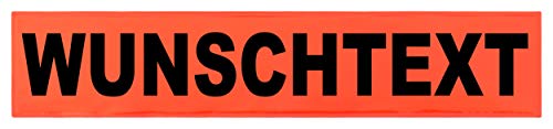 Reflexschild Rückenschild glänzend reflektierend Mikroprismen mit Wunschtext individuell wie RETTUNGSDIENST FEUERWEHR NOTARZT in verschiedenen Farben und Größen (42x8cm, leuchtrot) von PACOTEX