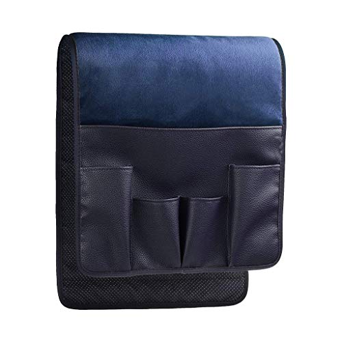 PACUM Bett Organizer,Betttasche Anti-Rutsch-Leder-Sofa-Couch-Stuhl-Liegewinne Armlehnen-Organizer-Armstützenhalter für TV-Fernbedienungen (Color : Dark Blue) von PACUM