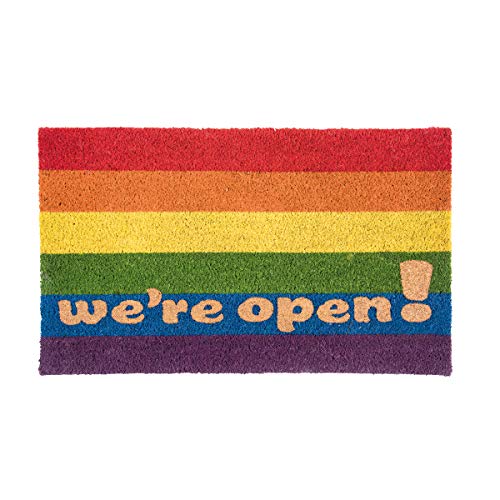 PAD - Fußmatte, Kokosmatte, Fußabtreter - Gay Pride - Regenbogen - We Are Open - 45 x 75 cm von PAD