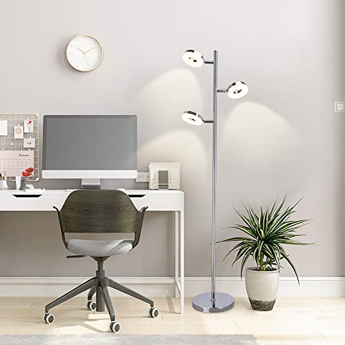 PADMA 12W LED Stehleuchte Wohnzimmer mit 3 Flammig, Moderne Stehlampe Schwenbar mit Fußschlter, Warmweiß 3000K, 960LM, 3 * 4W Deckenfluter für Lesezimmer Schlafzimmer Büro von PADMA