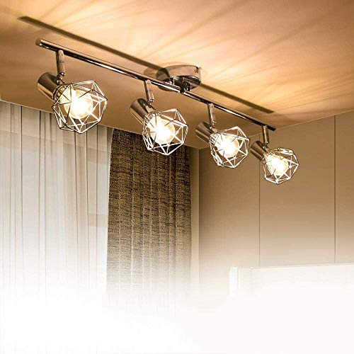 PADMA LED Deckenlampe Küche Schwenkbar Deckenstrahler 4 Flammig im Retro/Vintage 4 x 4W(Glühbirne enthalten) Deckenleuchte Wohnzimmer Warmweiß 3000K 1280 Lumen E14 für Schlafzimmer Büro Flur Esszimmer von PADMA