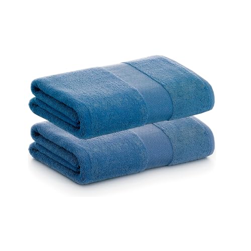 PADUANA | Packung mit 2 Badetüchern, 100 x 150 cm, Blau, 100% gekämmte Baumwolle, weich, schnell und maximale Saugfähigkeit – erhältlich als Badetuch, Waschbecken, Duschtuch und Badetuch von PADUANA