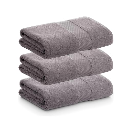 PADUANA | Packung mit 3 Duschhandtüchern, 70 x 140 cm, Dunkelgrau, 100% gekämmte Baumwolle, weich, schnell und maximale Saugfähigkeit – erhältlich als Badetuch, Waschbecken, Duschtuch und Badetuch von PADUANA