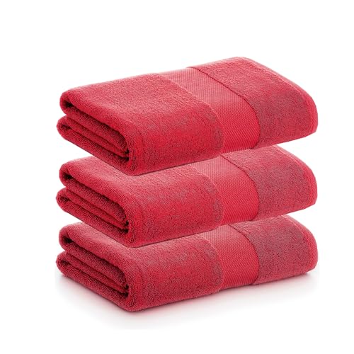 PADUANA | Packung mit 3 Duschhandtüchern, 70 x 140 cm, Granat, 100% gekämmte Baumwolle, weich, schnell und maximale Saugfähigkeit – erhältlich als Badetuch, Waschbecken, Duschtuch und Badetuch von PADUANA