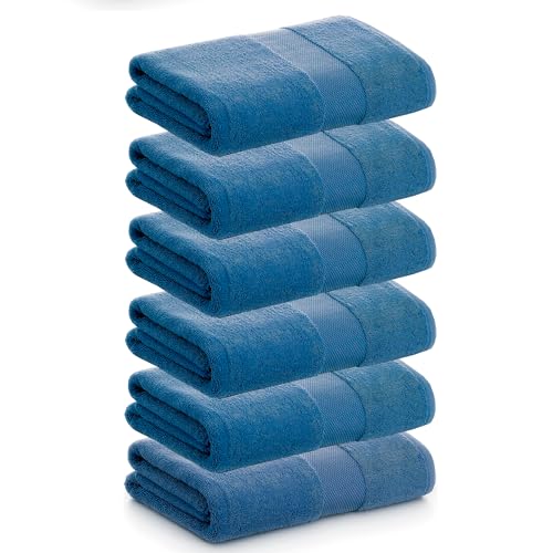PADUANA | Packung mit 6 Handtüchern, 30 x 50 cm, Blau, 100% gekämmte Baumwolle, weich, schnell und maximale Saugfähigkeit – erhältlich als Badetuch, Waschlappen, Duschtuch und Badetuch von PADUANA