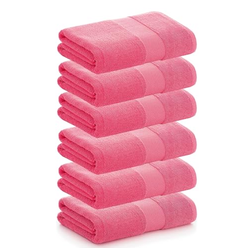 PADUANA Packung mit 6 Handtüchern, 30 x 50 cm, Fuchsia, 100% gekämmte Baumwolle, weich, schnell und saugfähig, erhältlich als Schminktisch, Waschbecken, Dusche und Bad von PADUANA