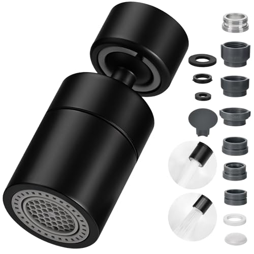 360° Wasserhahn Aufsatz Schwenkbar, M22/M24 Drehbare Wassersparer mit 2 Strahlarten Perlatoren Wasserhahn Verlängerung für Küche Bad von PAEFIU