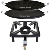 Hockerkocher-Set groß ca. 40 x 40 x 14-18 cm mit zs inkl. Light Gussgrillplatte - Paella World von PAELLA WORLD