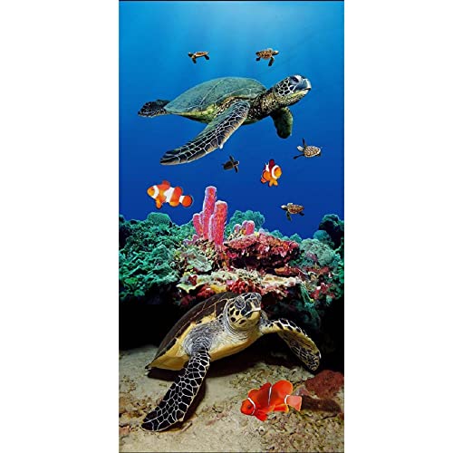 PAEOYC Strandtuch Meer Schildkröte Badetuch Strandlaken Herren Damen Polyester Handtuch Schnell Trocknend Ultra Saugfähig Superweich Stranddecke Pool Reisen Schwimmen Duschtuch (160 x 80cm, Blau 4) von PAEOYC