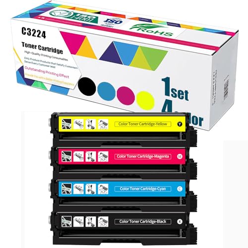C3224 Tonerkartuschen Für Lexmark C3210Hk0 C3210HC0 C3210HM0 C3210HY0 Für Lexmark C3224dw MC3224adwe MC3224dwe MC3224i C3326dw MC3326adwe MC3326i C3426dw MC3426adw Drucker (kein Chip),4 Colors-1 Pack von PAESCOY