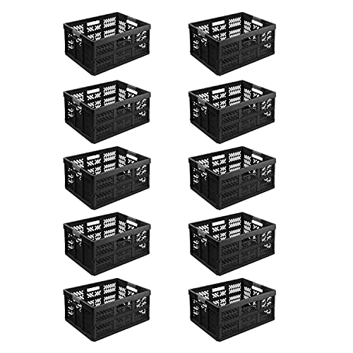 10X Stabile Profi Klappbox 45L - 54 x 37 x 28 cm - Einkaufskiste klappbar mit Soft-Griffe - Transportkiste stapelbar, Schwarz 10X Stabile Profi Klappbox 45L - 54 x 37 x 28 cm - Einkaufskiste klappbar mit Soft-Griffe - Transportkiste stapelbar, Schwarz von PAFEN