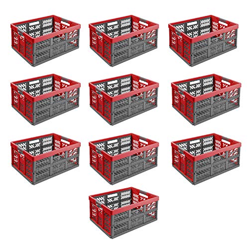 10X Stabile Profi Klappbox 45L - 54 x 37 x 28 cm - Einkaufskiste klappbar mit Soft-griffe - Transportkiste stapelbar Rot/Anthrazit 10X Stabile Profi Klappbox 45L - 54 x 37 x 28 cm - Einkaufskiste klappbar mit Soft-griffe - Transportkiste stapelbar Rot/Anthrazit von PAFEN