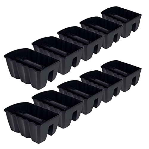 PAFEN 10x Blumenkasten Hängetopf - 39,5 x 28,5 x 20,5cm -Blumentopf Pflanztopf Balkontopf Geländertopf Geländerkasten, Anthrazit von PAFEN