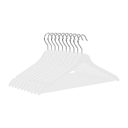10x Kleiderbügel Holz 43,5 cm - Stabile Holzkleiderbügel 360 Grad drehbarer Haken Wäschebügel Garderoben Set, Weiß von PAFEN