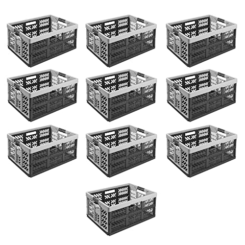10x Stabile Profi Klappbox 45L - 54 x 37 x 28 cm - Einkaufskiste klappbar mit Soft-griffe - Transportkiste stapelbar, Hellgrau 10x Stabile Profi Klappbox 45L - 54 x 37 x 28 cm - Einkaufskiste klappbar mit Soft-griffe - Transportkiste stapelbar, Hellgrau von PAFEN